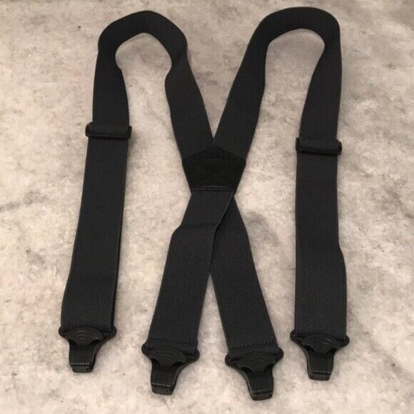 Suspenders Braces Mens Gray Blac Clip On Stretch Elastic Eclectic Grandpa Preppy - Picture 4 of 7